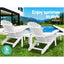Gardeon 3 Piece Outdoor Adirondack Lounge Beach Chair Set - White