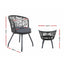 Gardeon 3PC Bistro Set Outdoor Furniture Rattan Table Chairs Patio Garden Cushion Black