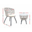 Gardeon 3PC Bistro Set Outdoor Furniture Rattan Table Chairs Patio Garden Cushion Grey
