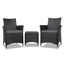 Gardeon 3PC Outdoor Bistro Set Patio Furniture Wicker Chairs Table Cushion All Black