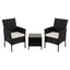 Gardeon 3PC Outdoor Bistro Set Patio Furniture Wicker Setting Chairs Table Cushion Black