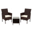 Gardeon 3PC Outdoor Bistro Set Patio Furniture Wicker Setting Chairs Table Cushion Brown