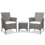 Gardeon 3PC Outdoor Bistro Set Patio Furniture Wicker Setting Chairs Table Cushion Grey