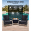 Gardeon 3PC Outdoor Bistro Set Patio Furniture Wicker Setting Chairs Table Luca