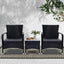 Gardeon 3PC Outdoor Bistro Set Patio Furniture Wicker Setting Chairs Table Luca