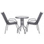 Gardeon 3PC Outdoor Bistro Set Table and Chairs Stackable Patio Furniture Grey