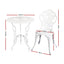 Gardeon 3PC Outdoor Setting Bistro Set Chairs Table Cast Aluminum Patio Furniture Rose White