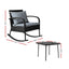 Gardeon 3PC Rocking Chair Table Wicker Outdoor Furniture Patio Bistro Set Black