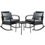 Gardeon 3PC Rocking Chair Table Wicker Outdoor Furniture Patio Bistro Set Black