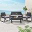 Gardeon 4 PCS Outdoor Sofa Set Rattan Furniture Glass Top Table Chairs Black