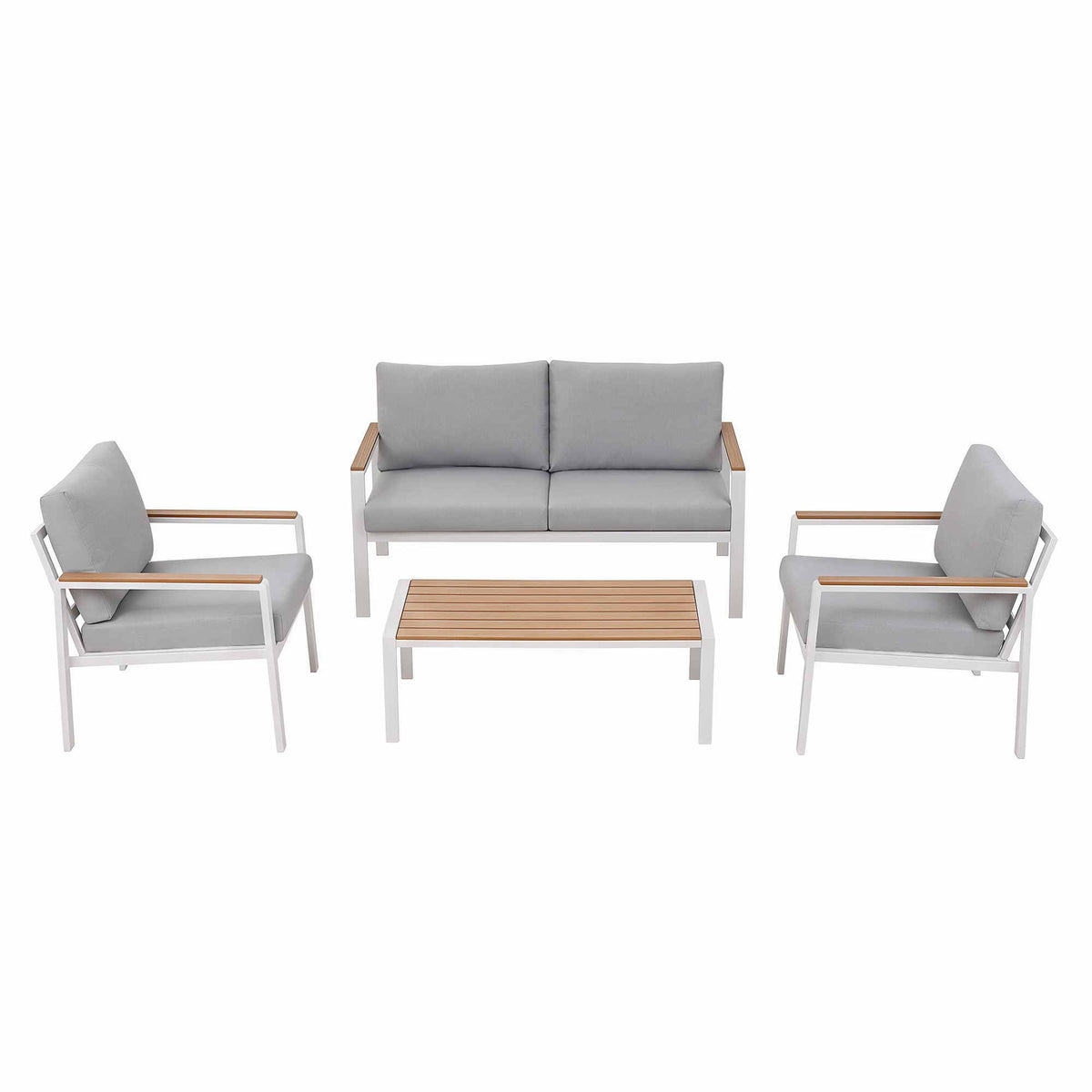 Gardeon 4-Piece Outdoor Sofa Set Aluminum Frame table and Chairs White