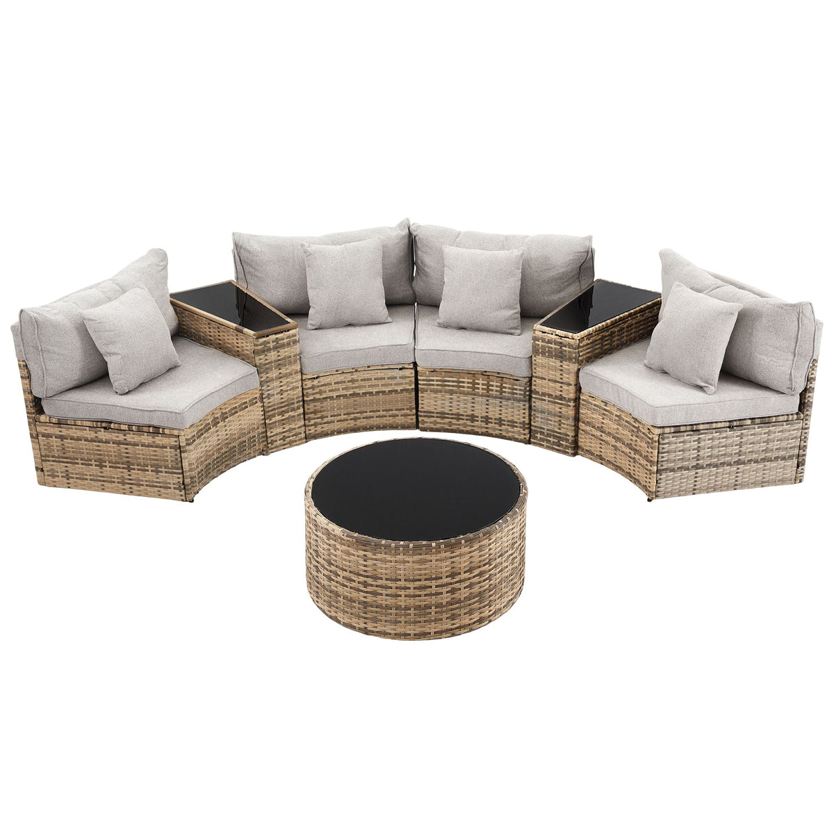 Gardeon 4 Seater Outdoor Sofa Set 7PCS Table Chair Brown Rattan Patio Furniture