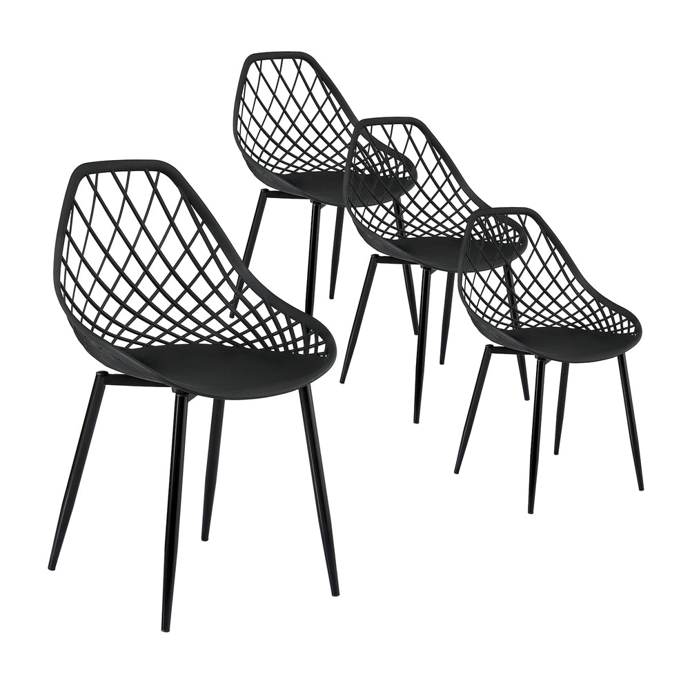 Gardeon 4PC Outdoor Dining Chairs PP Lounge Chair Patio Garden Furniture Black