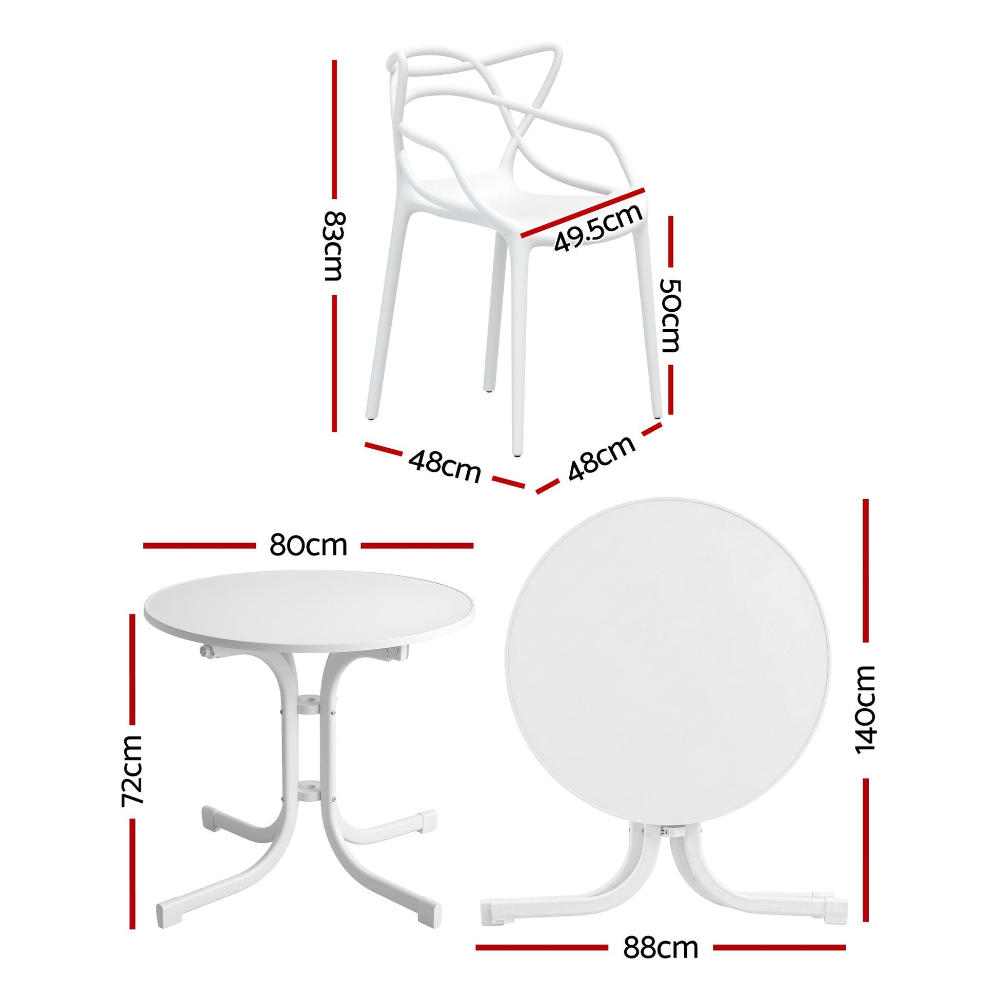 Gardeon 5PCS Outdoor Dining Set Table and Chairs Garden Patio Furniture Entwine White
