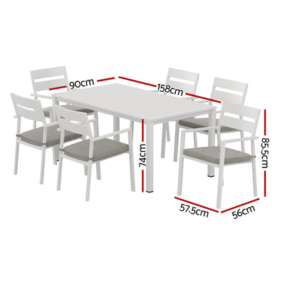 Gardeon 7 Piece Outdoor Dining Set Aluminum Table Chairs 6-seater Lounge Setting