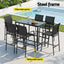 Gardeon 7PCS Outdoor Bar Set Stools Dining Chairs Table Patio Steel Bistro Set Black