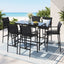Gardeon 7PCS Outdoor Bar Set Stools Dining Chairs Table Patio Steel Bistro Set Black