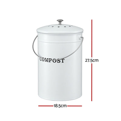 Gardeon Compost Bin Kitchen Compost Caddy Food Waste Bin Bench White