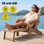 Gardeon Folding Sun Lounger Adirondack Chair Outdoor Lounge Setting HDPE Recliner Footrest Khaki