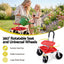Gardeon Garden Cart Seat Rolling Stool 360 Swivel Height Adjustable Heavy Duty Red