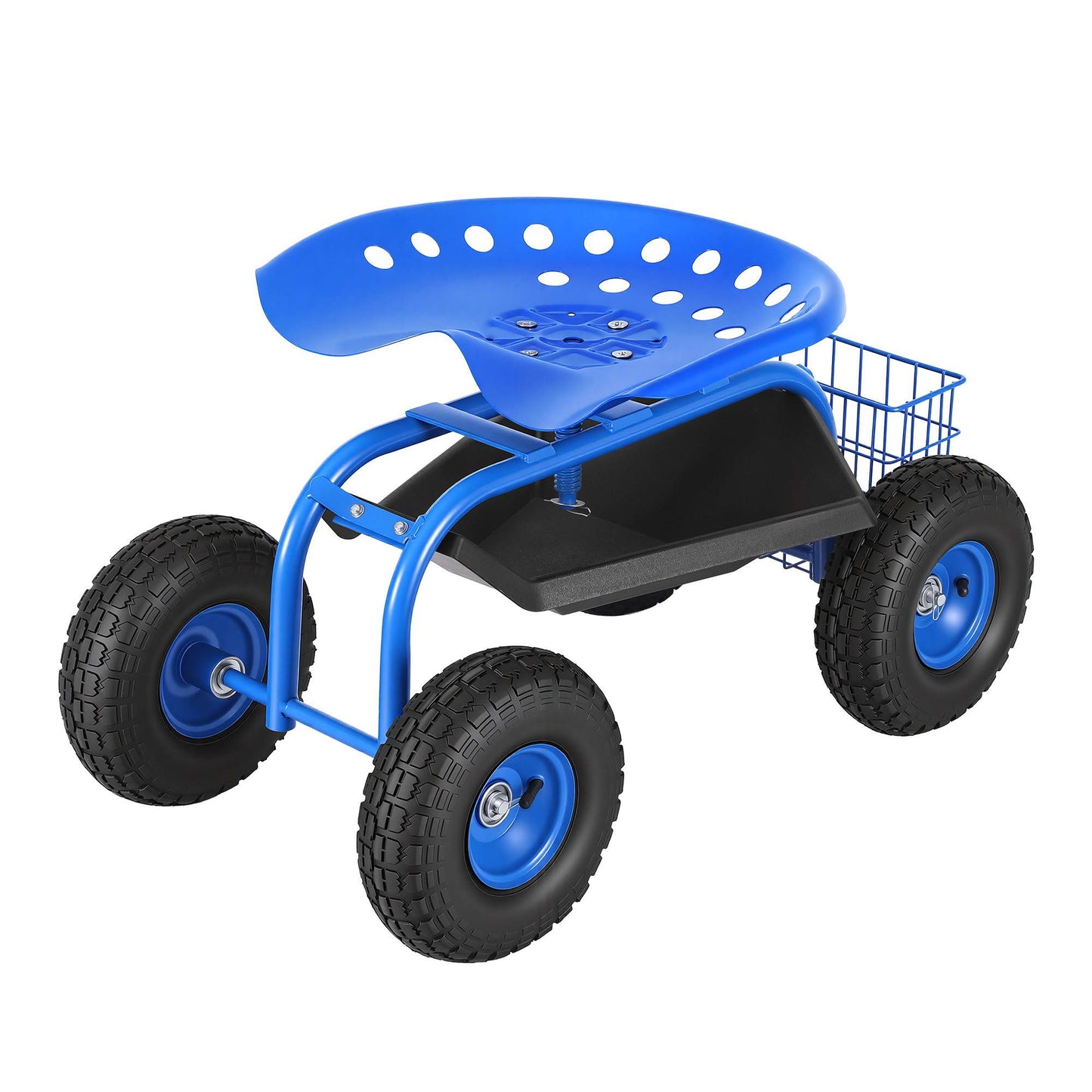 Gardeon Garden Seat with Wheels 360 Swivel Adjustable Height Rolling Stool 150kg