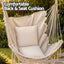Gardeon Hammock Chair Camping Macrame Hanging Swing Cushions Metal Bar Cream