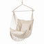 Gardeon Hammock Chair Camping Macrame Hanging Swing Cushions Metal Bar Cream
