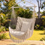 Gardeon Hammock Chair Camping Macrame Hanging Swing Cushions Metal Bar Cream