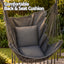 Gardeon Hammock Chair Camping Macrame Hanging Swing Cushions Metal Bar Grey