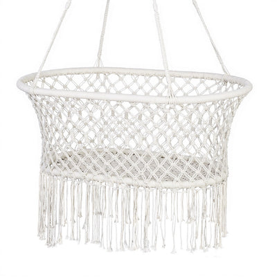 Gardeon Hammock Chair Cotton Swing Chair Outdoor Indoor Cream