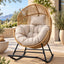 Gardeon Outdoor Egg Rocking Chair Rattan Lounger with Thick Cushion Patio Furniture Natural