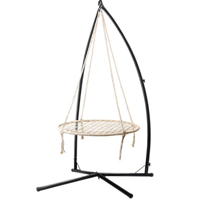 Gardeon Outdoor Hammock Chair with Stand 100cm - Cream