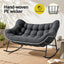 Gardeon Outdoor Rocking Chair Loveseat Wicker 2 Seater Cushion Patio Furniture Grey