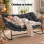 Gardeon Outdoor Rocking Chair Loveseat Wicker 2 Seater Cushion Patio Furniture Grey
