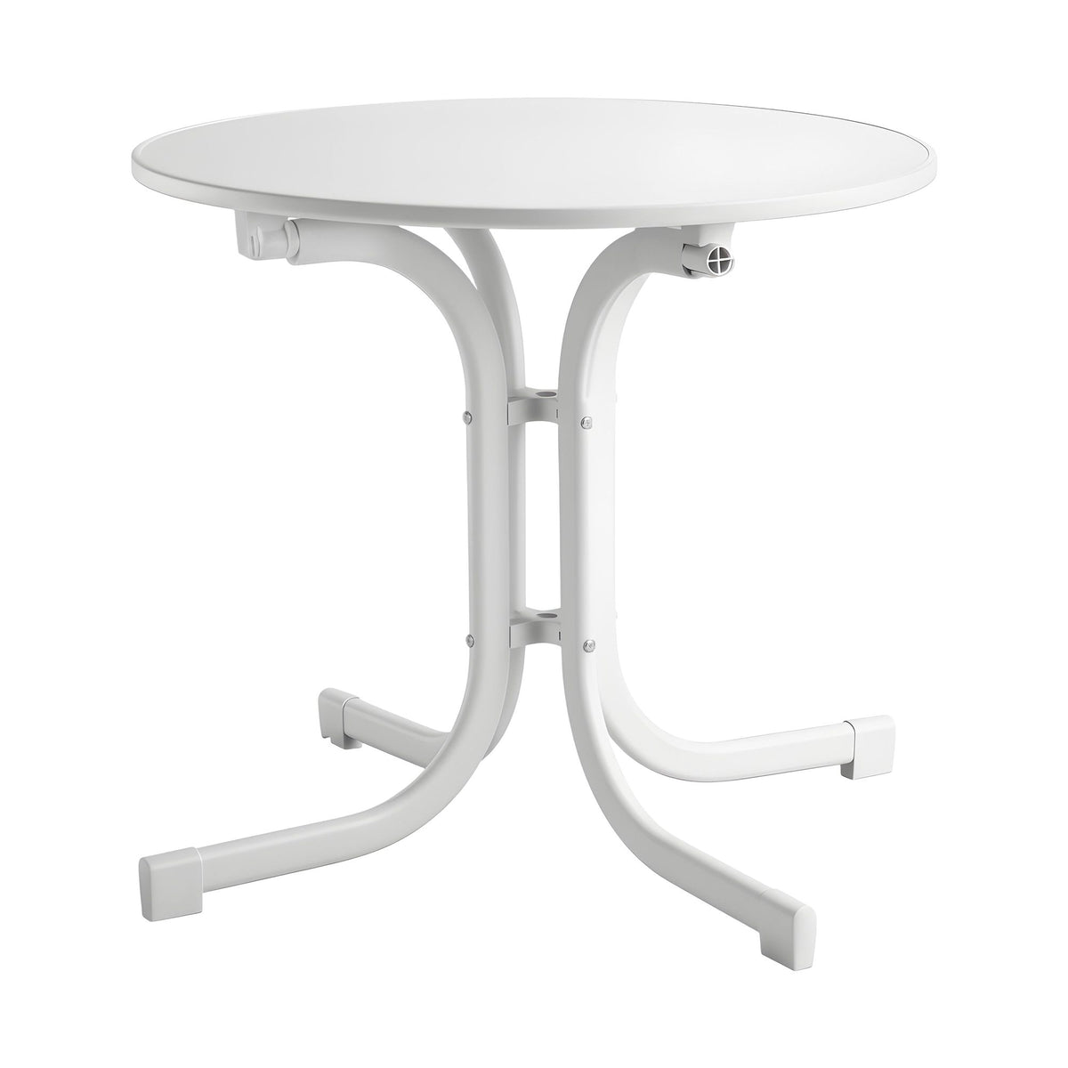 Gardeon Outdoor Side Table 80cm Folding Steel Round Bistro Desk Cafe Patio Furniture White