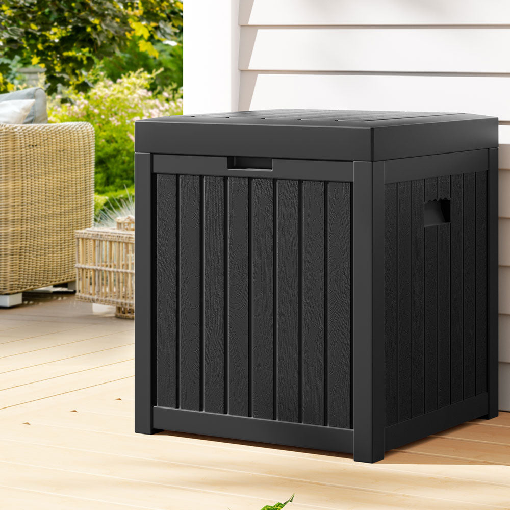Gardeon Outdoor Storage Box 195L Organiser Garden Bench Deck Toy Shed Tool Black
