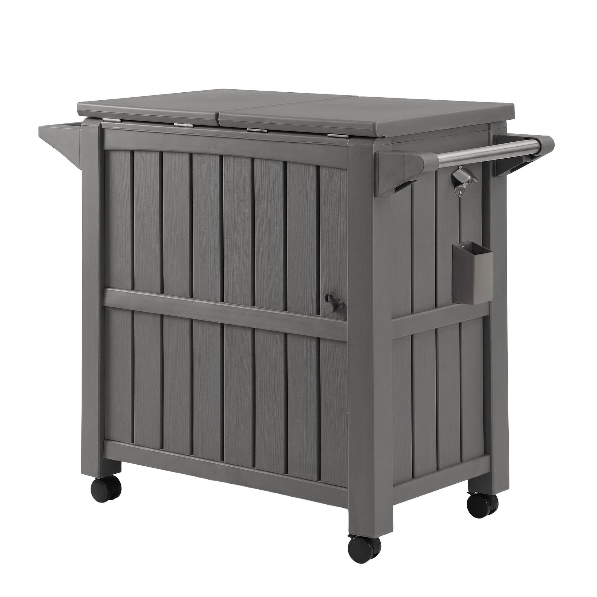 Gardeon Outdoor Storage Cabinet Box 80L Ice Bucket Cooler Rolling Serving Cart Kitchen Trolley Brown