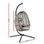 Gardeon Outdoor Swing Chair with Stand Cushion Rattan Furniture Grey