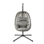 Gardeon Outdoor Swing Chair with Stand Cushion Rattan Furniture Grey