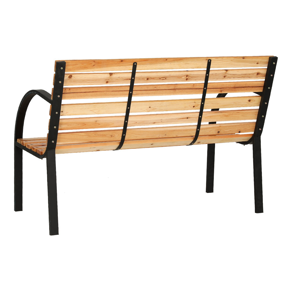 Gardeon Outdoor Wooden Garden Bench Steel 2 Seater Patio Furniture