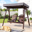 Gardeon Outdoor Wooden Swing Chair with Canopy Middle Table Charcoal