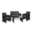 Gardeon Rattan Furniture Outdoor Lounge Setting Wicker Dining Set w/Storage Cover Black