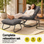 Gardeon Rocking Chair with Footrest Mesh Seat Cushion Outdoor Chairs Grey