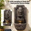 Gardeon Solar Fountain Water Feature Lion Head Wall Fountain 67cm Brown