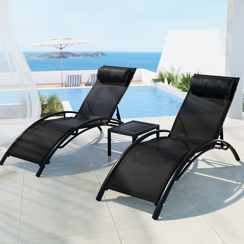 Gardeon Sun Lounger Chaise Lounge Chair Table Patio Outdoor Setting Furniture