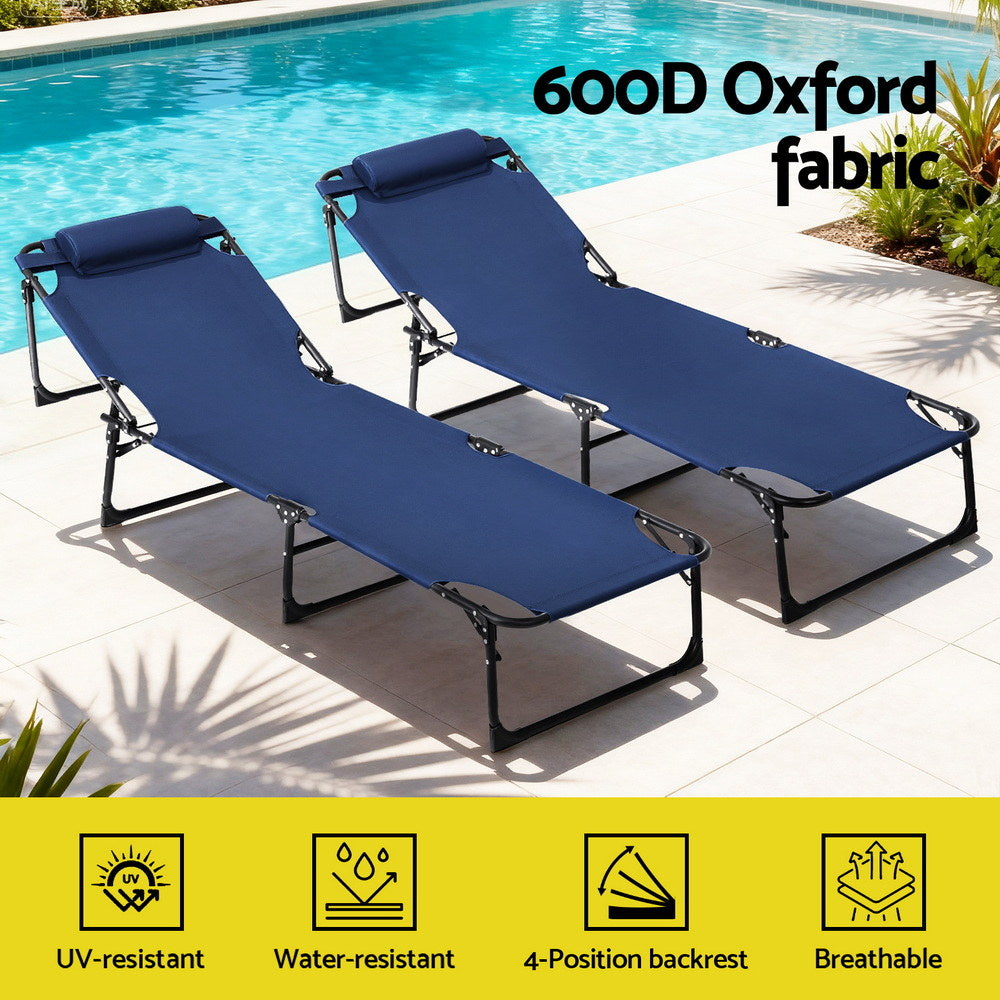 Gardeon Sun Lounger Folding Lounge Beach Chair Patio Outdoor Furniture