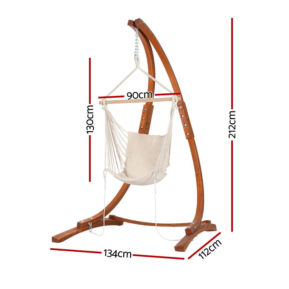 Gardeon Wooden Hammock Chair with Stand Outdoor Lounger Camping Hammock Timber