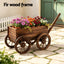 Gardeon Wooden Planter Cart Garden Decor Plant Stand Fir Wood Flower Wagon Wheels XL