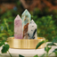 Gemini Crystal Trio - Caribbean Calcite, Tourmaline Quartz + Amethyst