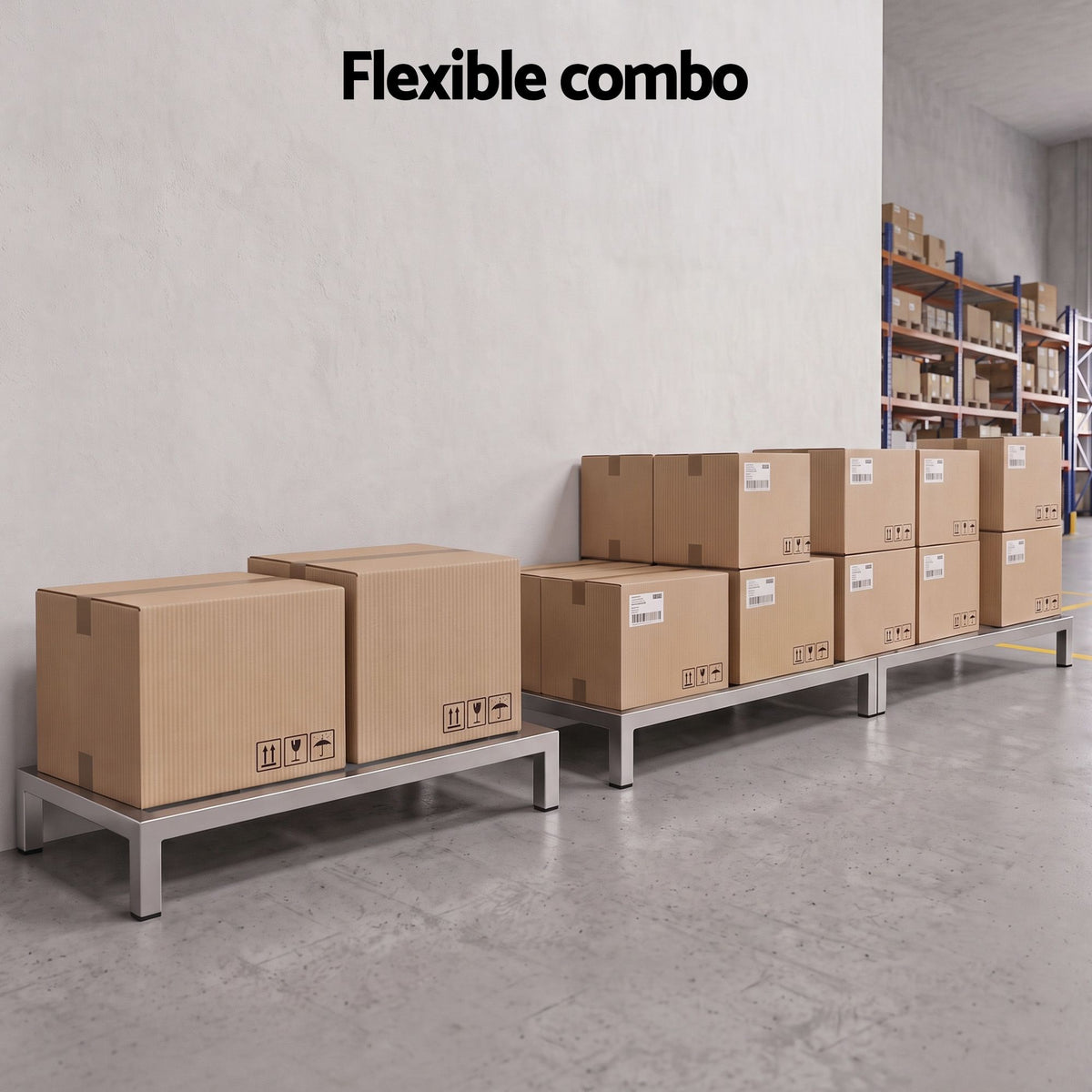 Giantz 60x25cm Dunnage Rack 2-Pack Stainless Steel Kitchen Floor Stand